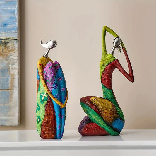 Art Female Sculpture Figurines, Abstract Woman Statue For Home Decor, Colorful Decorations For Living Room Shelf Office Cabinet