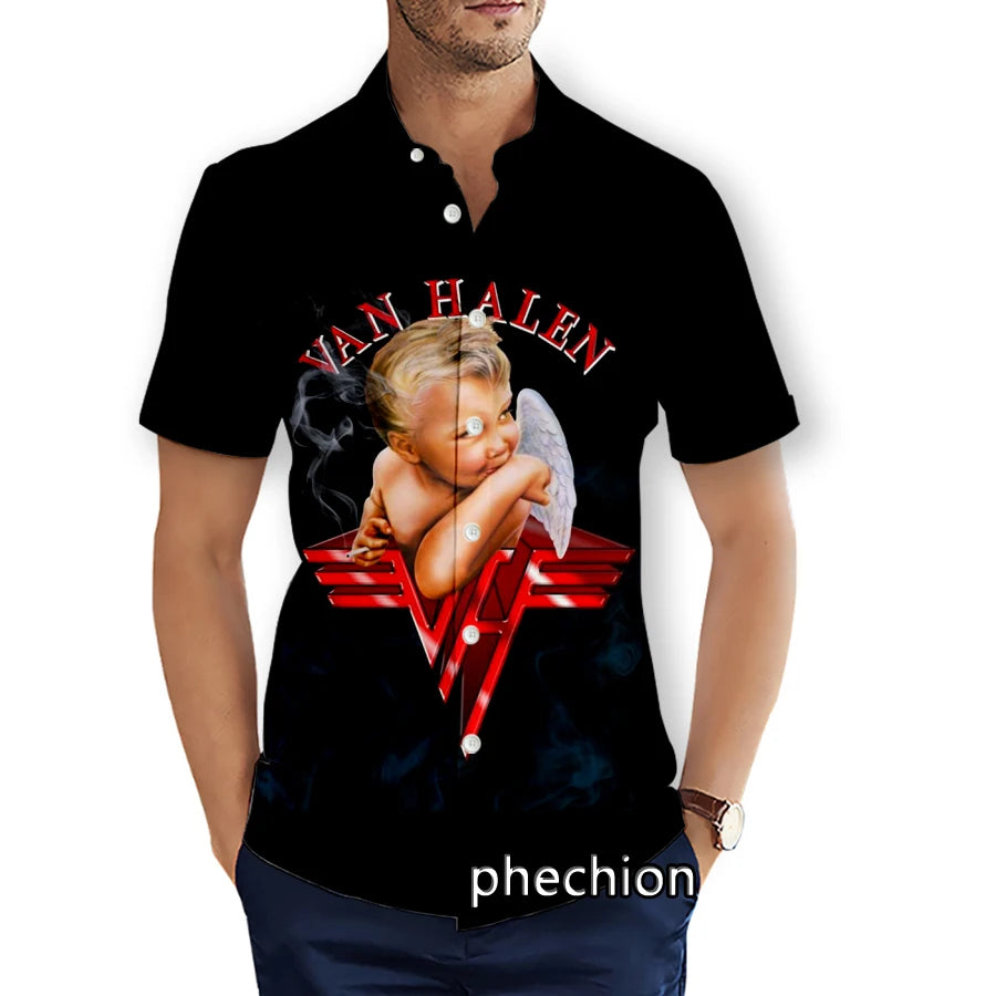 Van Halen 3D Printed Shirts Hawaiian Shirt Summer Mens Short Sleeve Beach Fashion Streetwear - Premium shirt from Lizard Vigilante - Just $38.99! Shop now at Lizard Vigilante