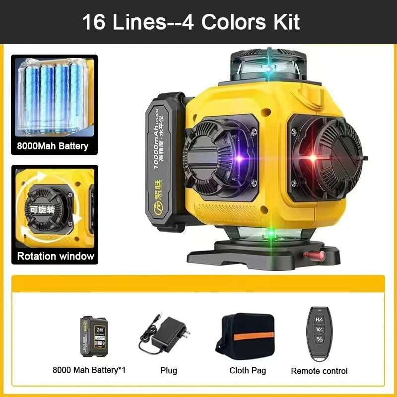 XMSJ FS-9981 360° 3D/4D Multi-Line Laser Level – 12/16 Line Self-Leveling Precision Tool with Remote, Power Display, and 8000mAh Pro Battery - Premium laser level from dsers - Just $230.99! Shop now at Lizard Vigilante