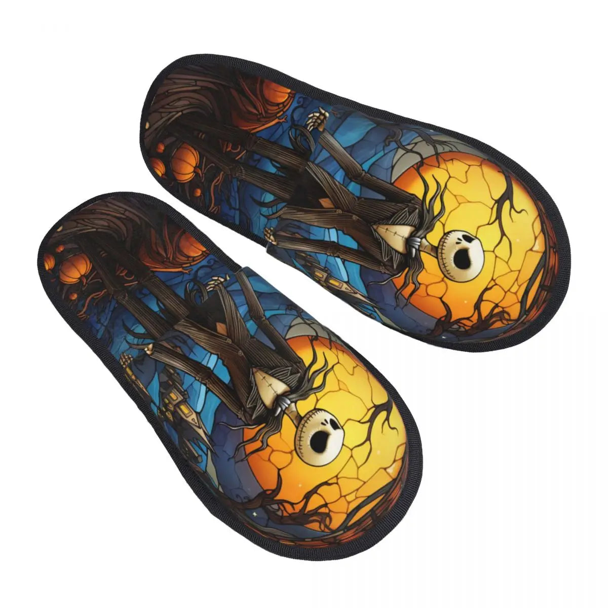 Jack Skellington Memory Foam Slippers – Warm & Fluffy Indoor/Outdoor Halloween Nightmare Shoes - Premium slippers from Lizard Vigilante - Just $23.88! Shop now at Lizard Vigilante