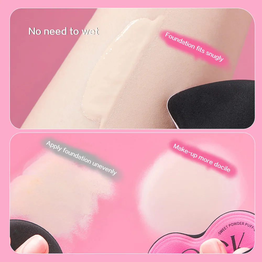ROCK SWEET Cotton Candy Heart-shaped Pink Soft Makeup Soft Wet And Dry Dual-use Liquid Foundation Powder Puff