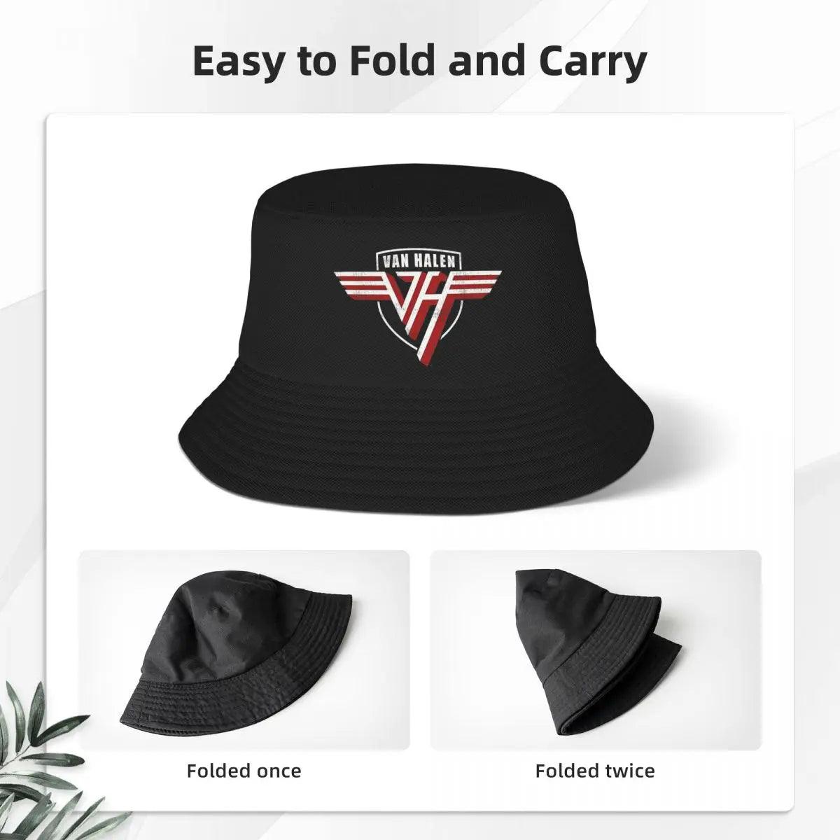 Beach Hatwear Van Halen Merch Bucket Hats Street Teen Sun Hat Rock Band Edward VH Hat Lightweight Fisherman Hats Outdoor - Lizard Vigilante