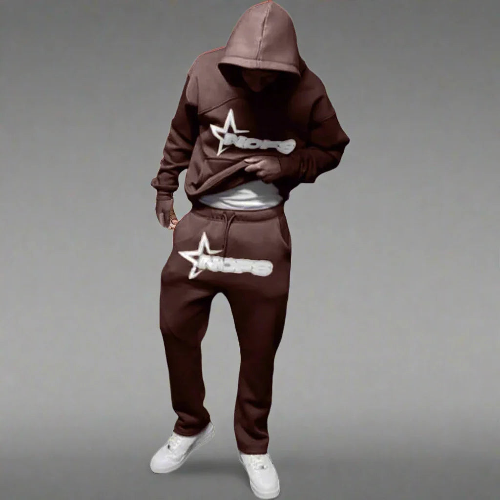 Unisex Loose Fit Hip Hop Hoodie and Sweatpants Set – Trendy Skateboard Streetwear for Autumn & Winter - Premium hoodie set from Lizard Vigilante - Just $38.88! Shop now at Lizard Vigilante