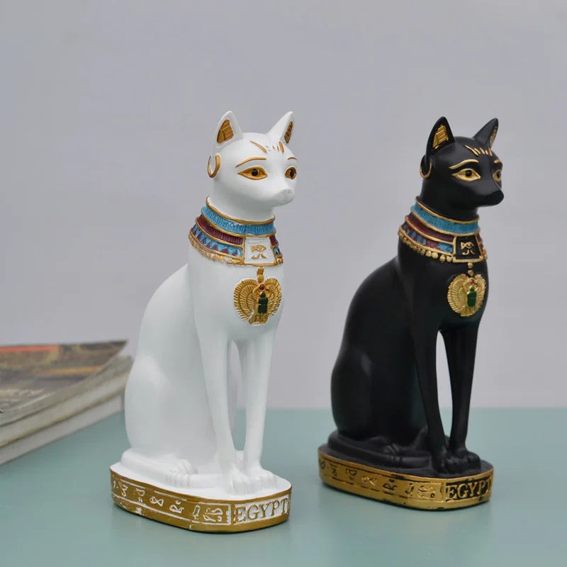 Lovely Egyptian Cat Shape Statue Retro Cartoon Car Desktop Decoration Miniatures Animals Figurines Household Crafts Ornament