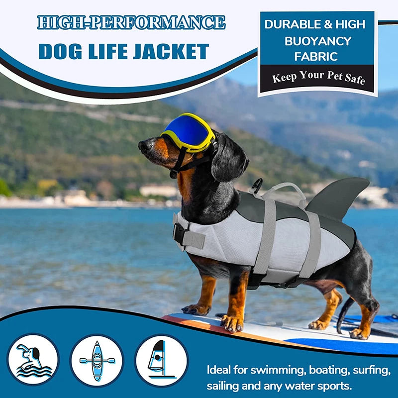 Dog Life Jacket Ripstop Shark Vests Shape Dog Lifesaver With Rescue Handle Pet Safety Swimsuit For Swimming Pool Beach Boating - Premium  from Lizard Vigilante - Just $21.99! Shop now at Lizard Vigilante