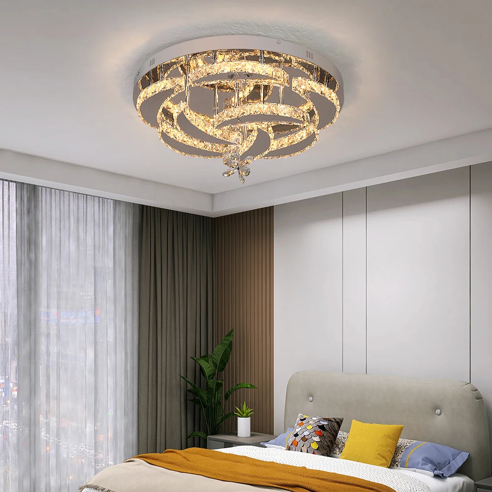 Modern Crystal Chandelier Ceiling Lamp - Luxury LED Pendant Light with Remote Control, Dimmable Luminaire for Living & Dining Rooms - Premium Chandelier from Lizard Vigilante - Just $69.99! Shop now at Lizard Vigilante