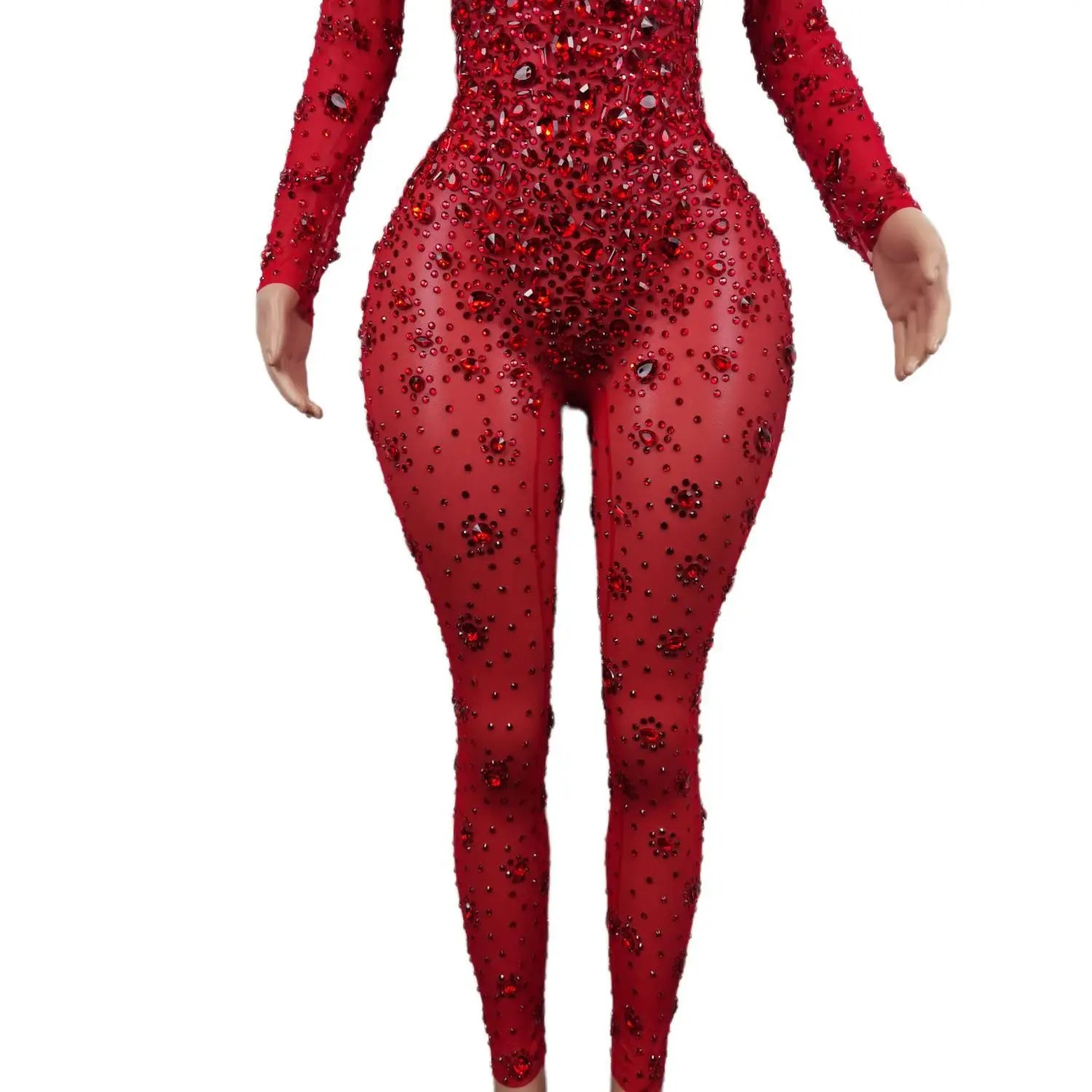 Gorgeous Rhinestone Jumpsuit - Sexy Long-Sleeved Performance Wear for Nightclub Singers & DJs - Premium Cosplay Costumes from Lizard Vigilante - Just $224.49! Shop now at Lizard Vigilante