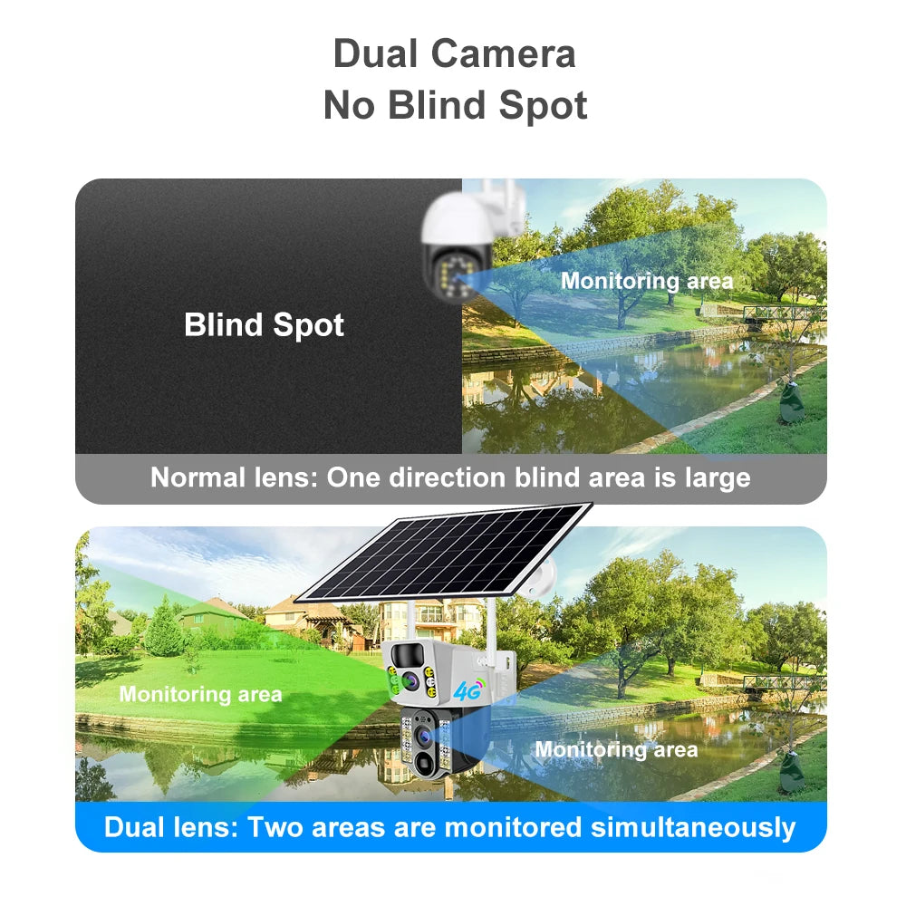 8MP 4K Wireless Solar Camera 4G Sim Outdoor Dual Lens Wifi IP Camera PIR Night Vision V380 Pro CCTV Security Protection Monitor - Premium  from Lizard Vigilante - Just $193.99! Shop now at Lizard Vigilante