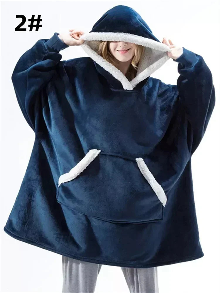 Winter Hoodies Unisex Blanket Sweatshirt Women Men Pullover Pajamas Fleece Giant TV Oversized Blanket with Long Flannel Sleeves - Premium pajamas from Lizard Vigilante - Just $39.99! Shop now at Lizard Vigilante