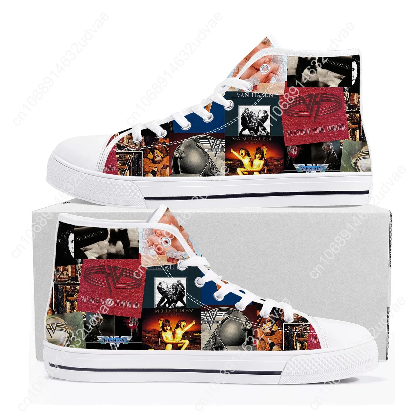 Van Halen 5150 High-Top Canvas Sneakers | Iconic Stripes Design | Casual Unisex Shoes - Premium shoes from Lizard Vigilante - Just $43.88! Shop now at Lizard Vigilante