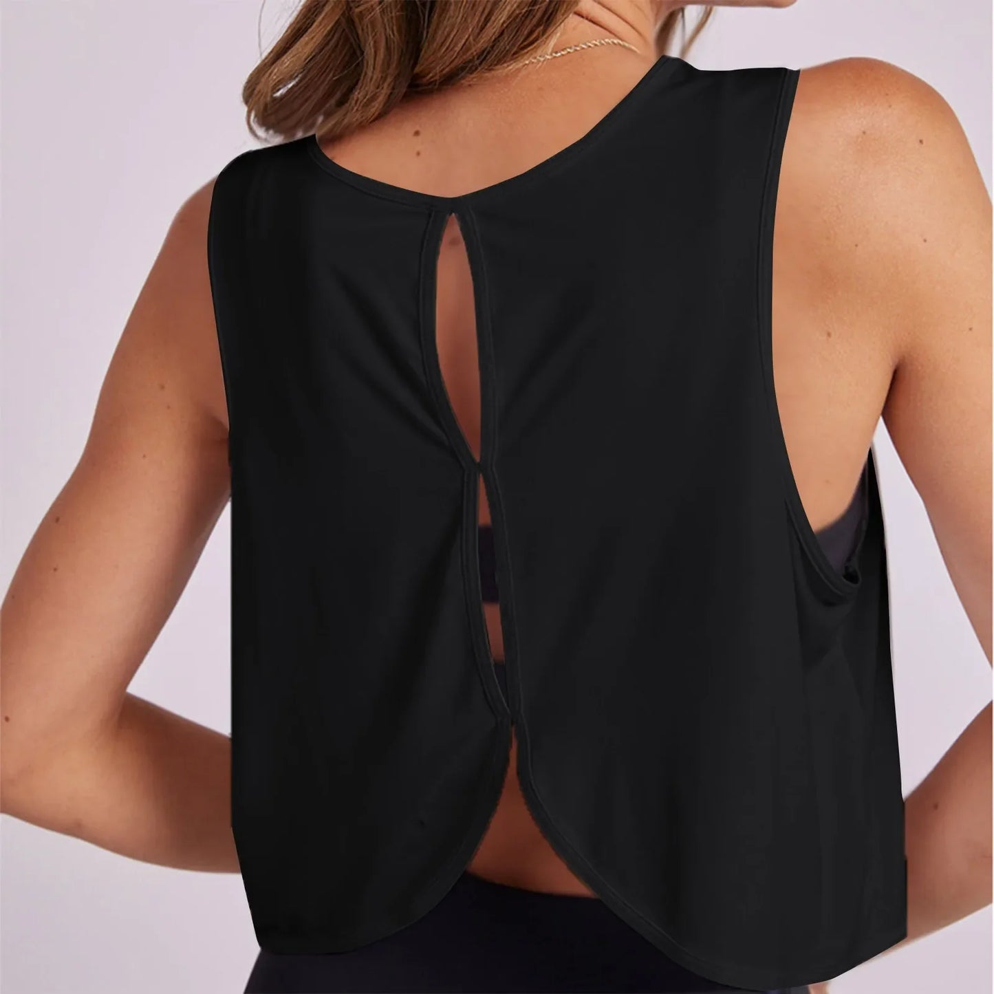 Women'S Solid Color Top Women'S Sports Suspender Top Women'S Fashion Hollow Back Sports Running Fitness Casual Hundred Yoga Top