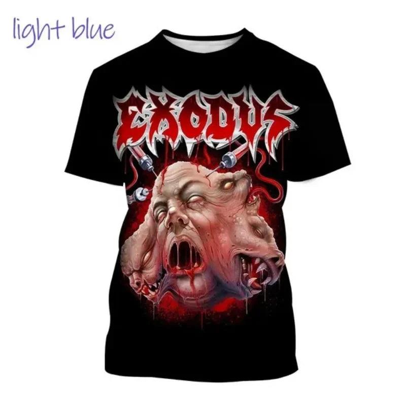 Metal Rock Exodus Band 3D Print O-Neck Tshirt Men Fashion Tees Casual Short Sleeve Oversized  Y2K Harajuku Unisex Clothing - Premium T-Shirt from Lizard Vigilante - Just $23.99! Shop now at Lizard Vigilante