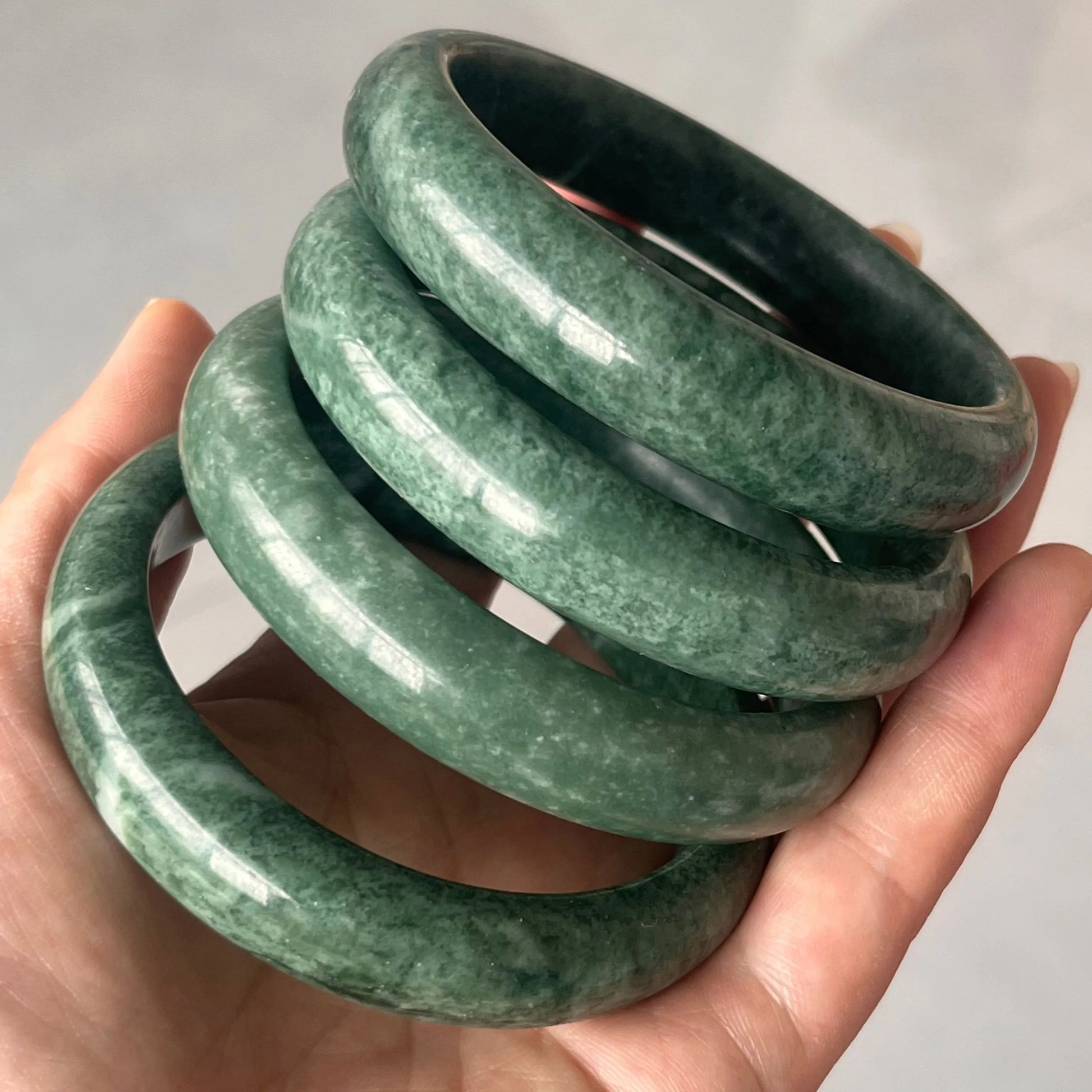 Natural Green Jade Bangle - Genuine Myanmar Jadeite Healing Gemstone Bracelet for Women, Classic Round Fine Jewelry - Premium Bracelet from Lizard Vigilante - Just $19.88! Shop now at Lizard Vigilante