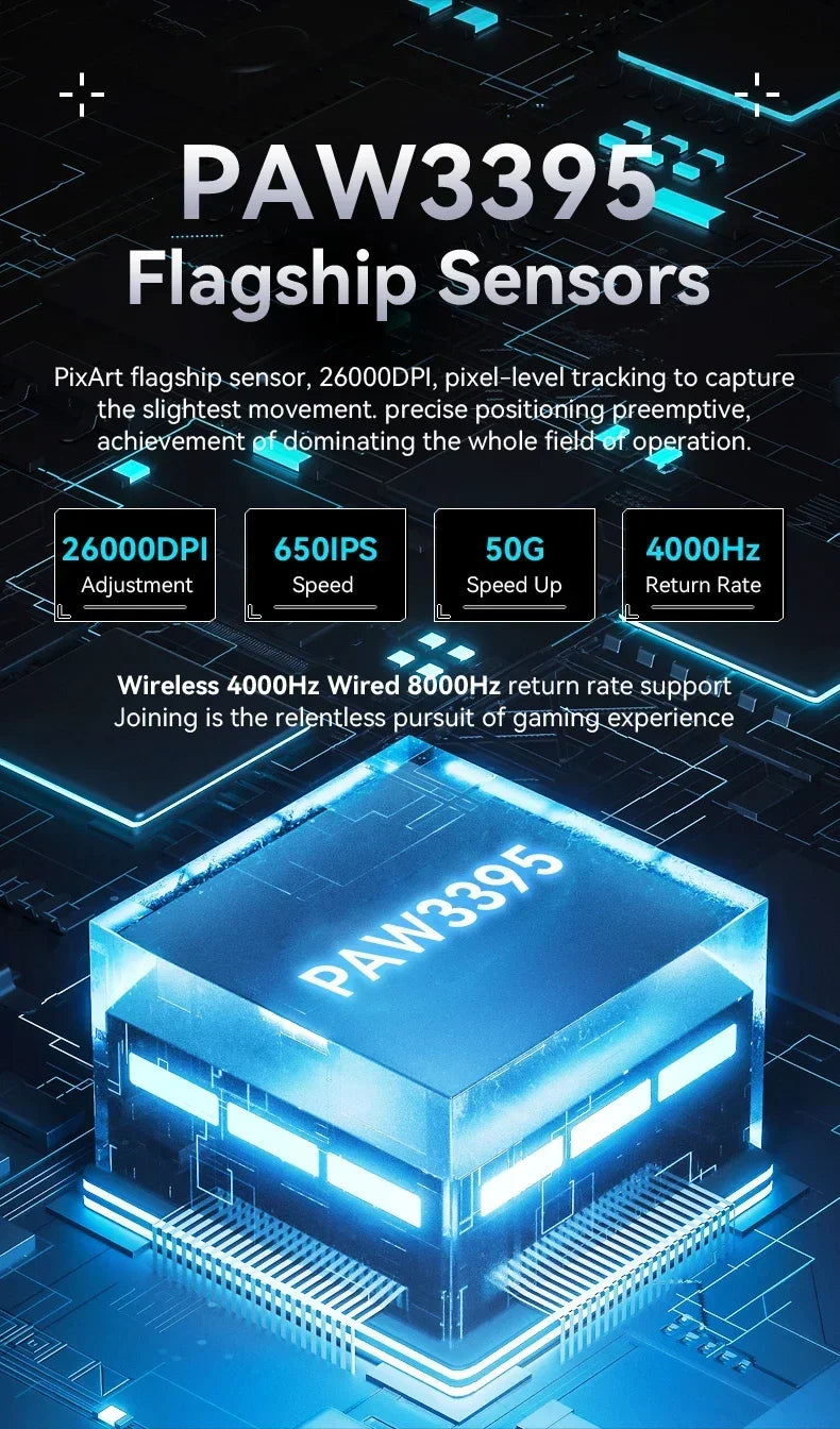 Attack Shark X3Pro Wireless  Gaming Mouse PixArt PAW3395 26000dpi Bluetooth Optical Mouse Tri-Mode Connection Macro Gaming Mouse