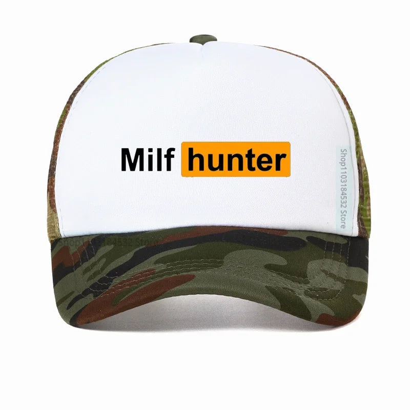 Milf Hunter Graphic Trucker Cap Funny Adult Baseball Hat Summer Streetwear Adjustable