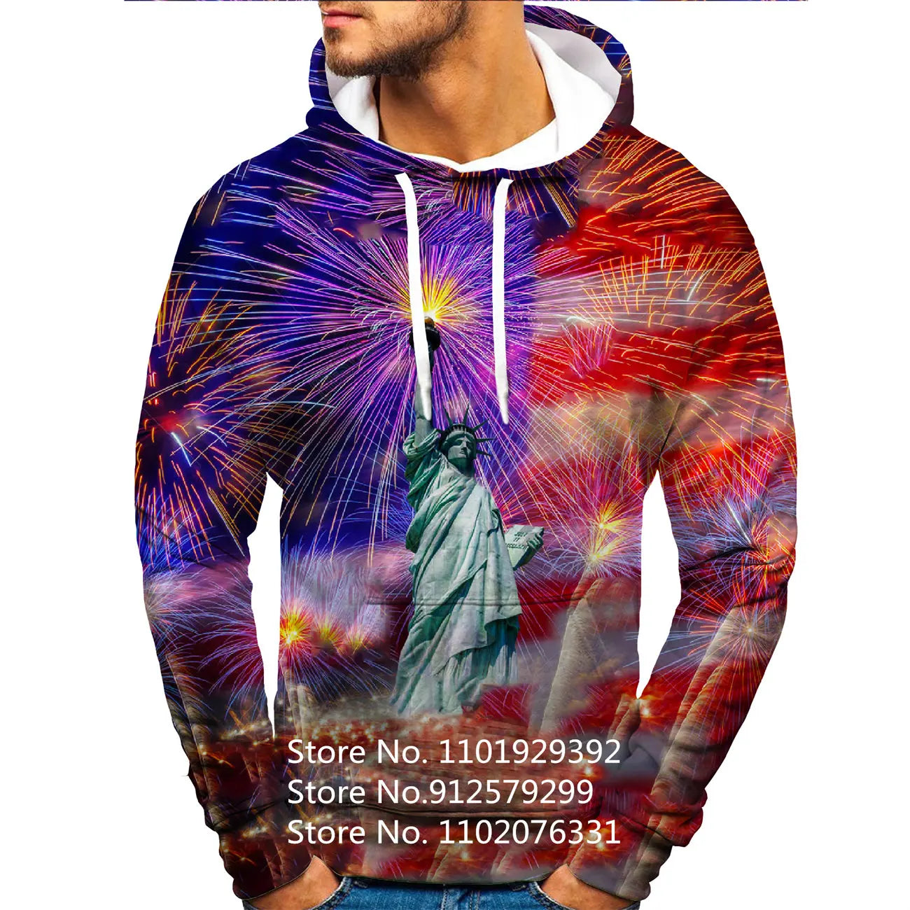 Statue of Liberty Unisex Hoodies Men/Women American Flag Printing Sweatshirts Pullover Shirts - Premium Long-sleeve hoodie from Lizard Vigilante - Just $49.99! Shop now at Lizard Vigilante