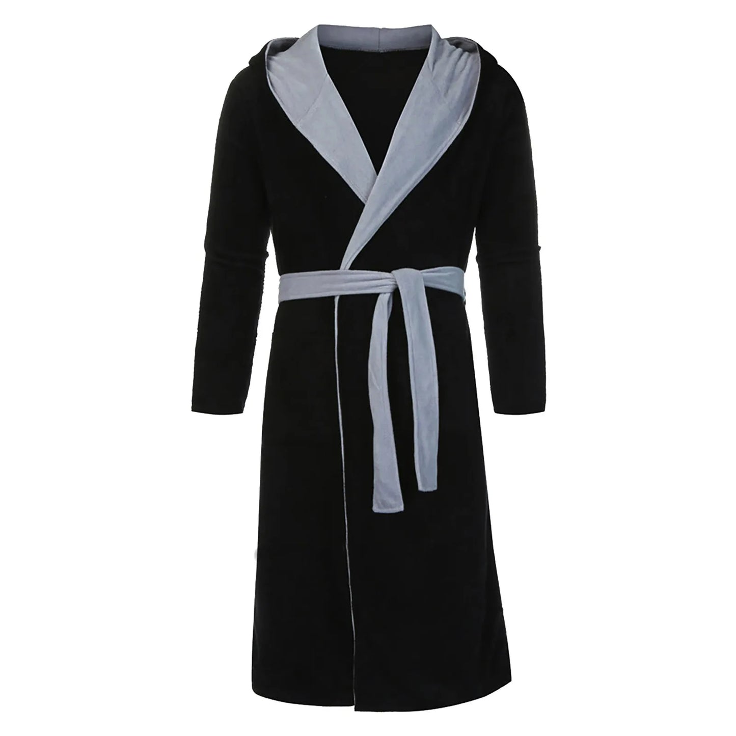 Men’s Casual Kimono Bathrobe – Flannel Hooded Sleepwear, Plus Size Available - Premium Robe from Lizard Vigilante - Just $32.88! Shop now at Lizard Vigilante