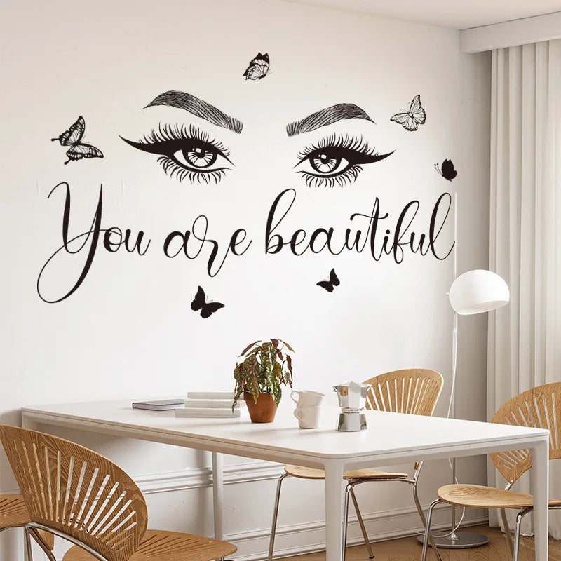 Home decoration black eye inspirational wall dedal sticker living room salon wall art sticker