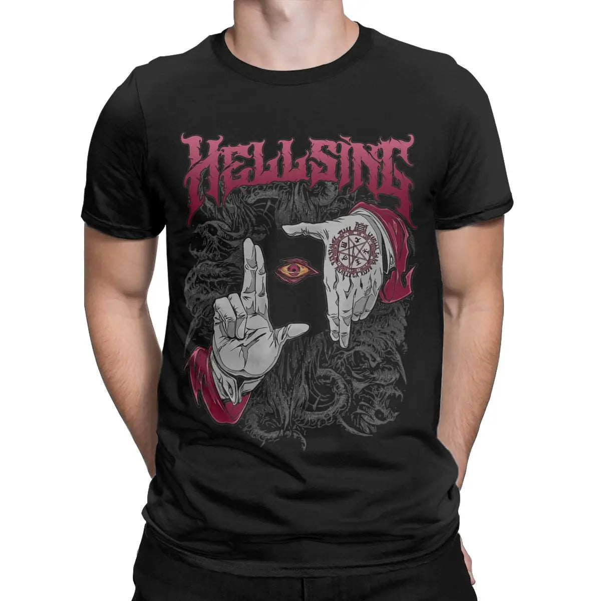 Hellsing Dark Gothic Men's T Shirts Anime Novelty Tees Short Sleeve Crew Neck T-Shirt 100% Cotton Graphic Clothes - Premium  from Lizard Vigilante - Just $19.99! Shop now at Lizard Vigilante