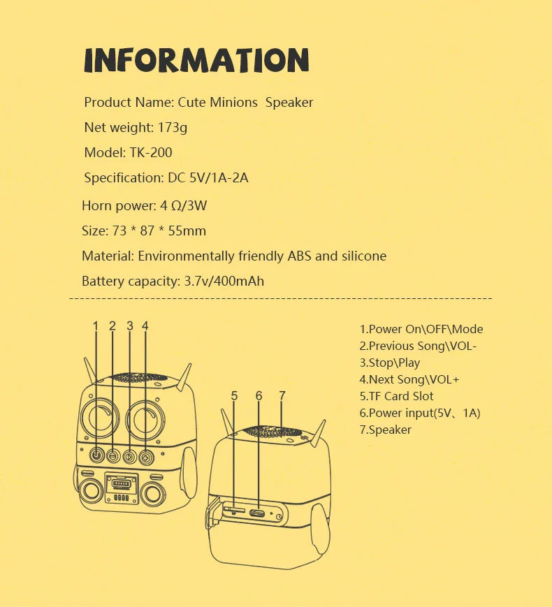 Wireless Bluetooth Speakers TK-200 Desktop Decoration Portable Outdoor Smart Music Player IP65 Waterproof Support TF Card