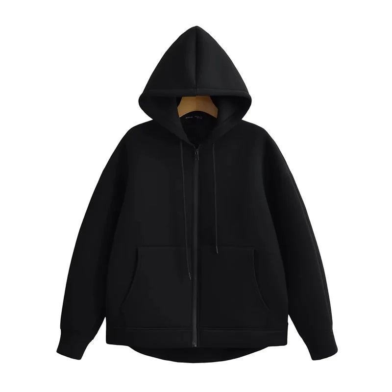 Unisex Zipper Hoodie Double Pockets Oversize Winter High Street Loose Sweatshirts Outerwear Tops - Premium hoodie from Lizard Vigilante - Just $49.95! Shop now at Lizard Vigilante