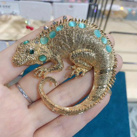 Lizard Pin Ladies Novelty Animal Rhinestone Jacket Large Brooch Vintage Accessories Chameleon Corsage - Premium brooch from Lizard Vigilante - Just $19.99! Shop now at Lizard Vigilante