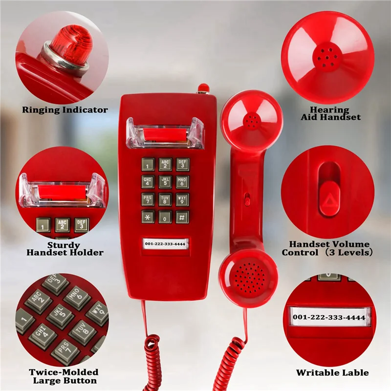 Blood-Red Double Bell Mayhem Wall Phone – 2-Pack Analog Legends With Voicemail Flash