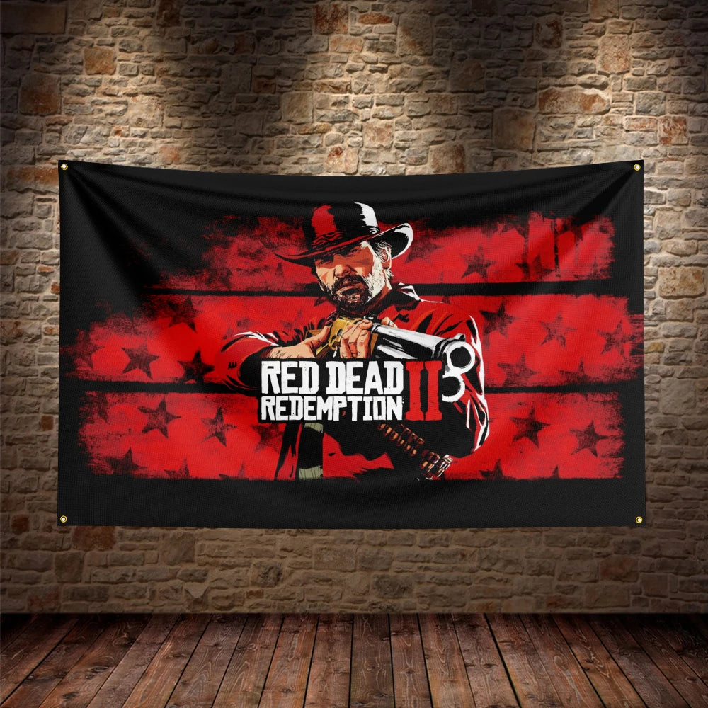 3X5Ft Red Dead Redemption 2 Cowboy Flag – US West RDR2 Polyester Printed Banner for Home & Office Decor - Premium banner from Lizard Vigilante - Just $16.99! Shop now at Lizard Vigilante