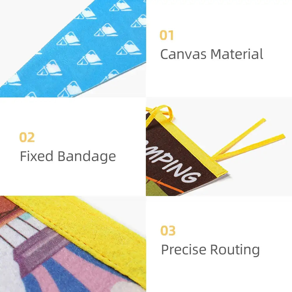 Outdoor Camping Tent Pennant Flags Picnic Canopy Atmosphere Decorations Camp Hanging Flags Holiday Scene Felt Bunting