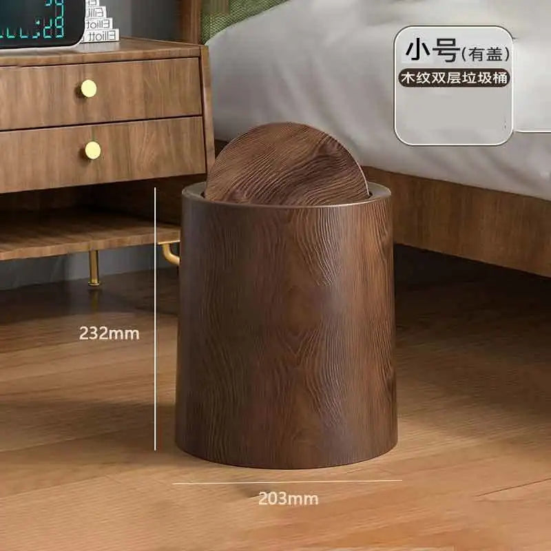 Large Wooden Trash Can for Office Living Room Bathroom Home Kitchen Vintage Retro Waste Bin