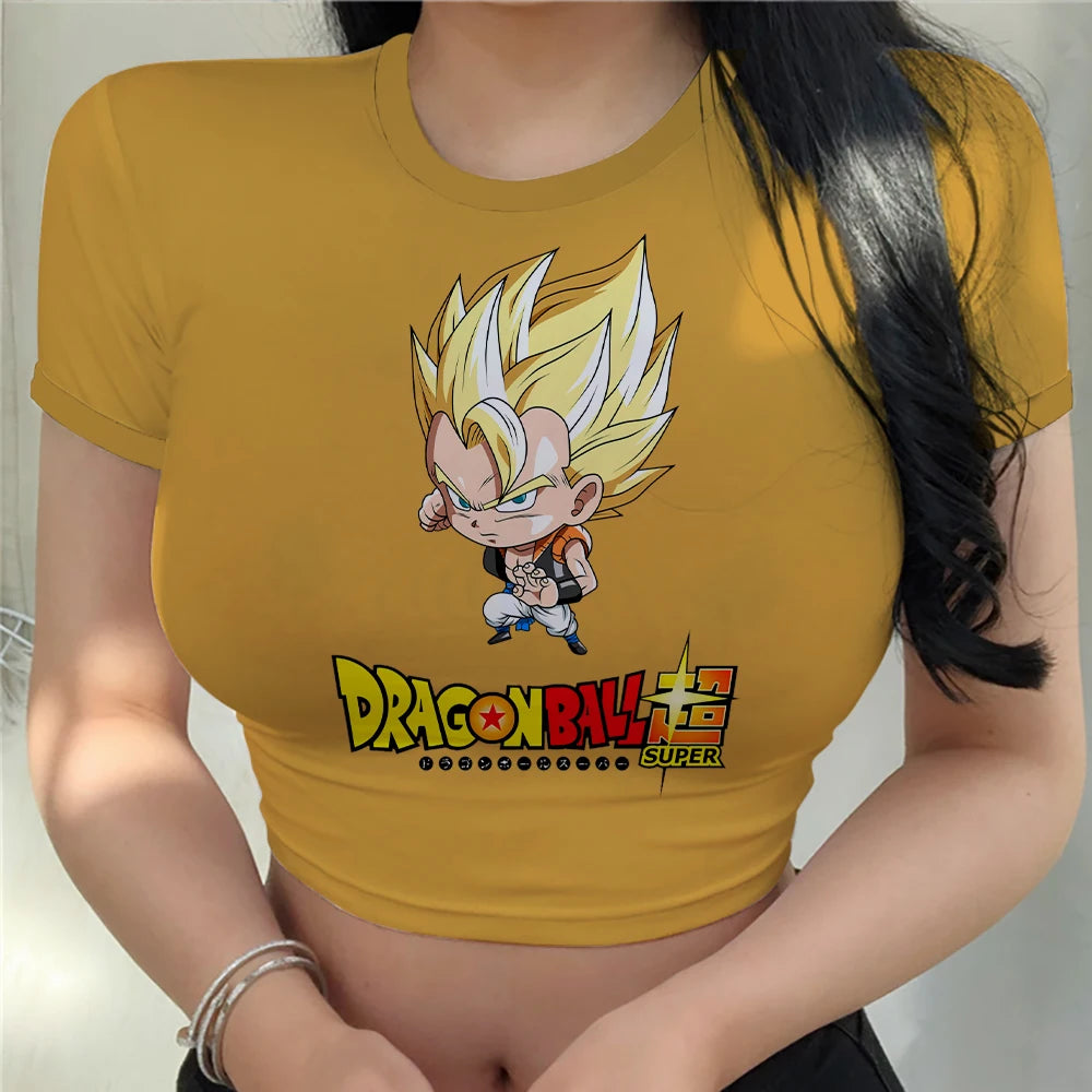 Dragonball Z Crop Top Tee Women Vegeta Anime Clothing Y2k Goku Fashion Tops Sexy Cool Harajuku Women's T-shirts Summer 2024 - Premium Crop Top from Lizard Vigilante - Just $23.88! Shop now at Lizard Vigilante