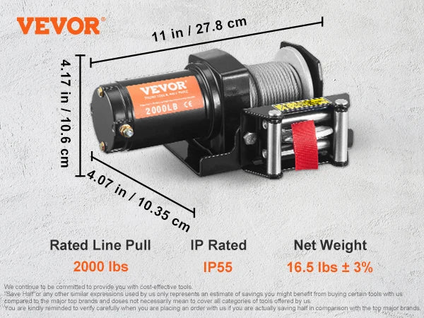 VEVOR Electric Winch,12V 4500 lbs Capacity Steel Rope Winch,IP55 39ft ATV UTV Winch w/ Wireless Handheld Remote & 4-Way Fairlead - Premium  from Lizard Vigilante - Just $155.99! Shop now at Lizard Vigilante