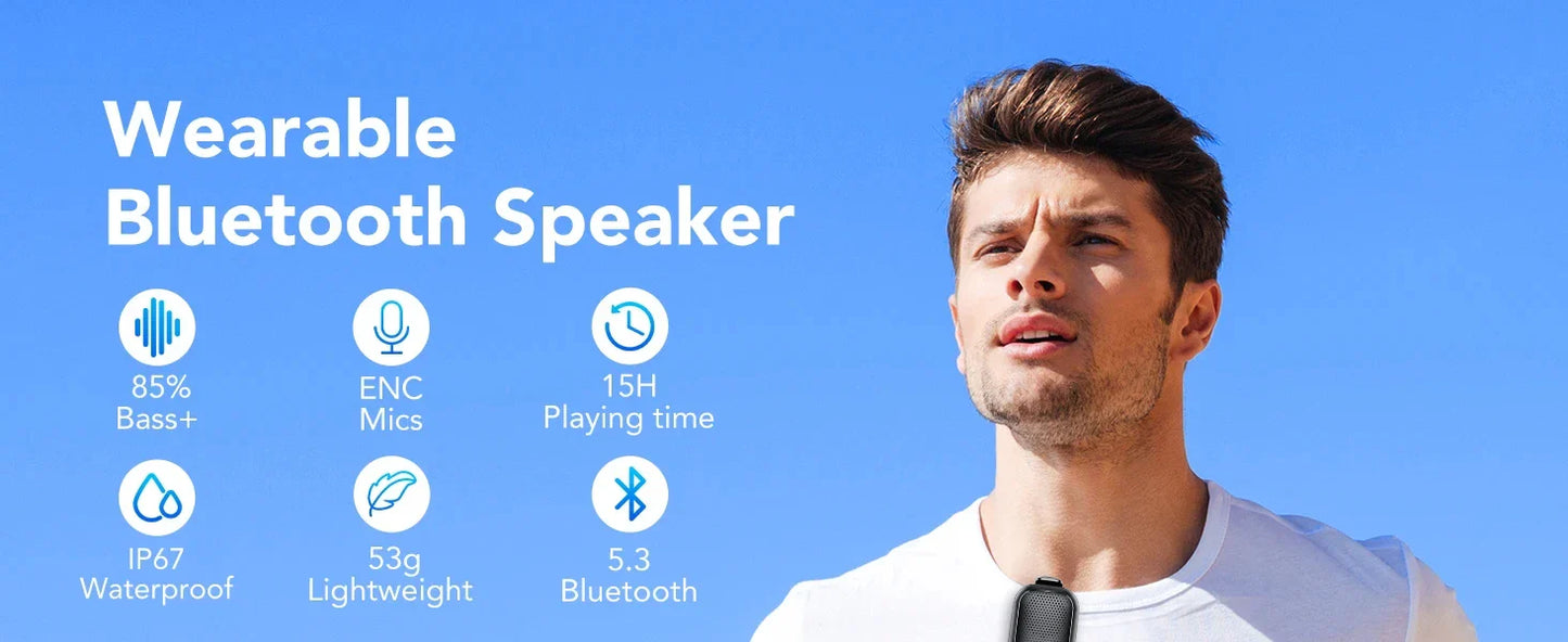 Portable Wearable Backpack Clip-on Bluetooth Wireless Speaker Built-in Microphone Free Music for Outdoors Sports Mini Speakers