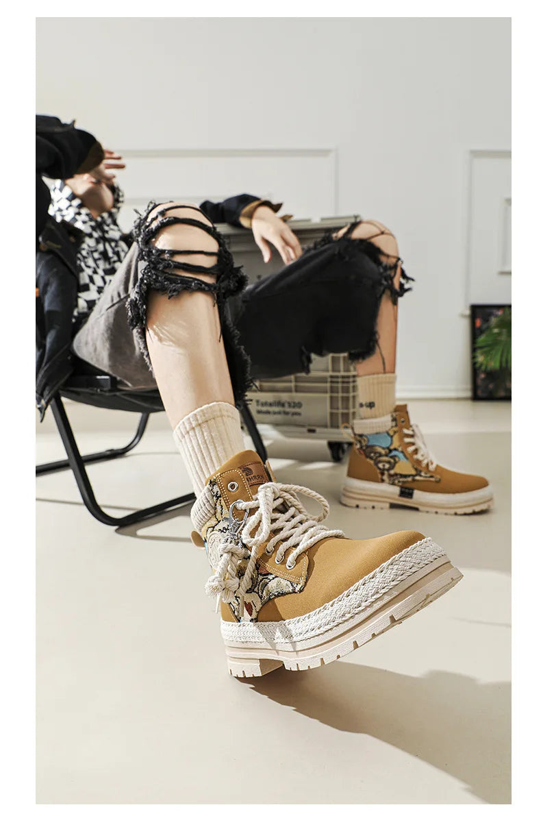 "Riot Fuel" Men's Street Platform Combat Boots – 2025 Limited Ankle-Lace Designer Desert Kickers for Cold-War Winters - Premium boots from dsers - Just $32.99! Shop now at Lizard Vigilante