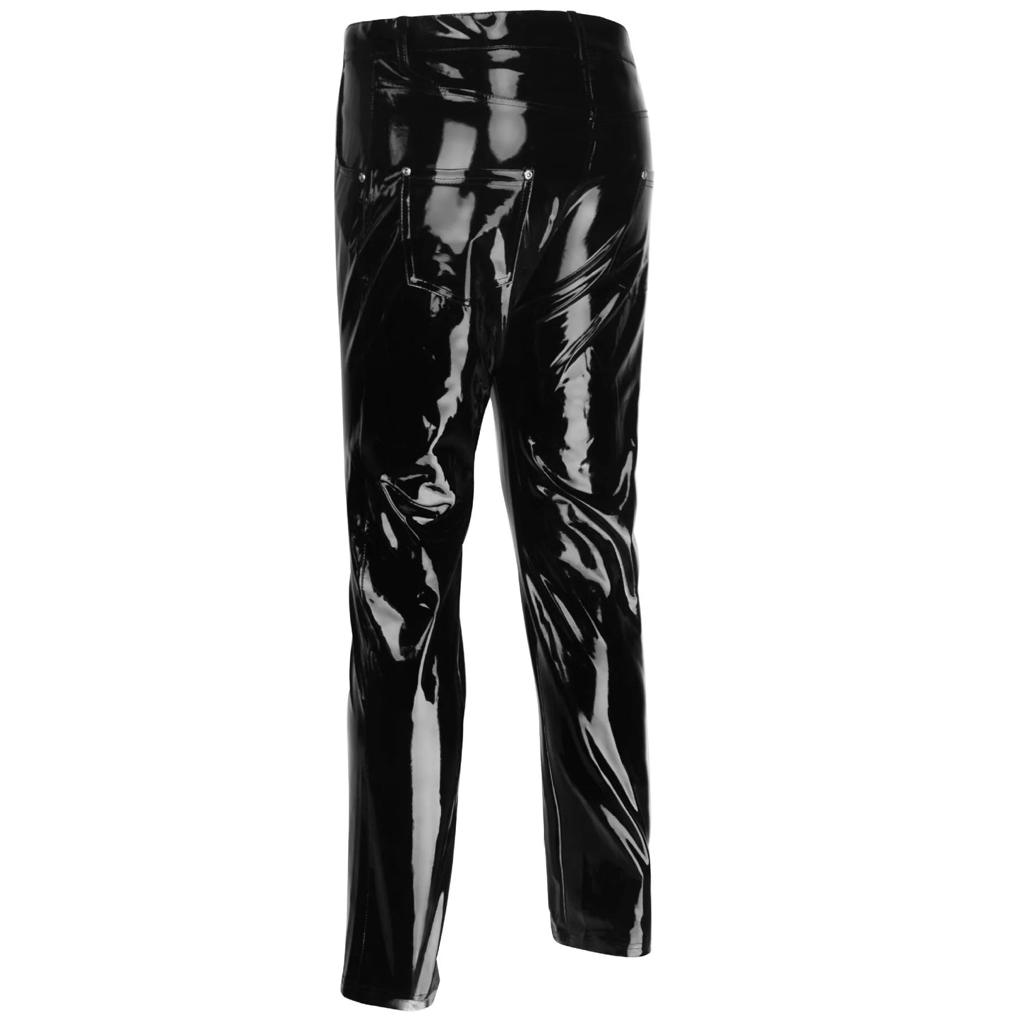 Men's Highlight Stick Patent Leather Trousers – Slim Fit Pencil Pants for Stage, Photography, and High-Impact Fashion - Premium pants from Lizard Vigilante - Just $27.99! Shop now at Lizard Vigilante