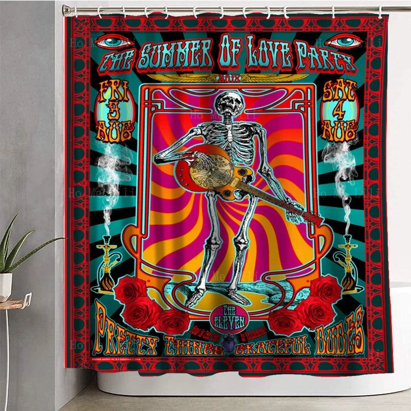 Psychedelic Skull and Rose Tie-dye Shower Curtain - A Fantasy-Inspired Bathroom Makeover - Premium shower curtain from Lizard Vigilante - Just $33.88! Shop now at Lizard Vigilante