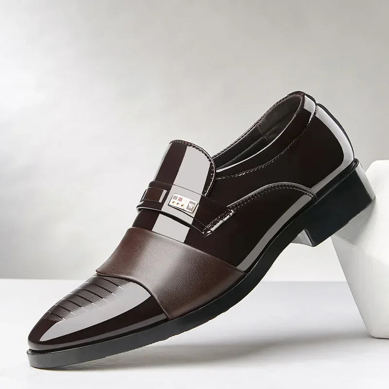 Leather Shoes for Men Wedding Formal Oxfords Business Casual Office Work Shoes for Men Classic Luxury Pointy Men's Dress Shoes - Premium  from Lizard Vigilante - Just $26.99! Shop now at Lizard Vigilante