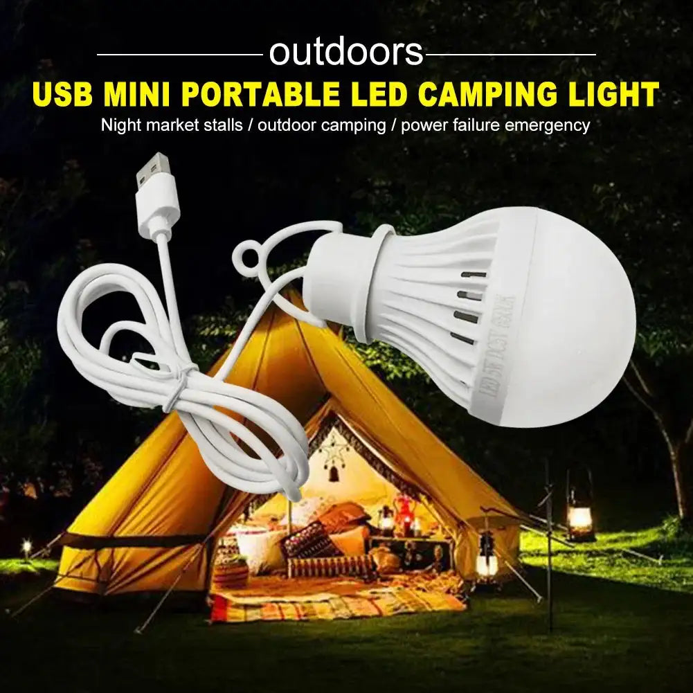 USB Light Bulb LED Camping Light Bulb Portable Camping Lantern Hanging Cord Tent Light for Camping Emergency Truck Fishing Boat