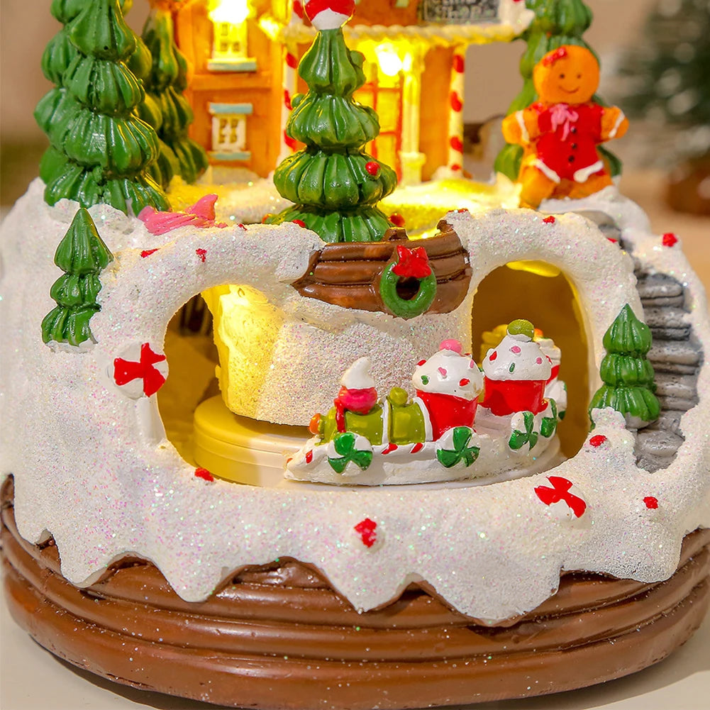 Christmas Music Box Illuminated Music Resin House Ornament Rotating Winter Scene 6.3inch Home Tabletop Decoration Gift for Kids - Premium  from Lizard Vigilante - Just $42.99! Shop now at Lizard Vigilante