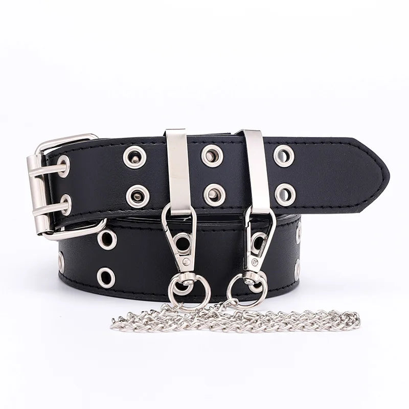 Women's Punk Chain Belt - Alloy Buckle, PU Leather - Premium belt from Lizard Vigilante - Just $18.99! Shop now at Lizard Vigilante