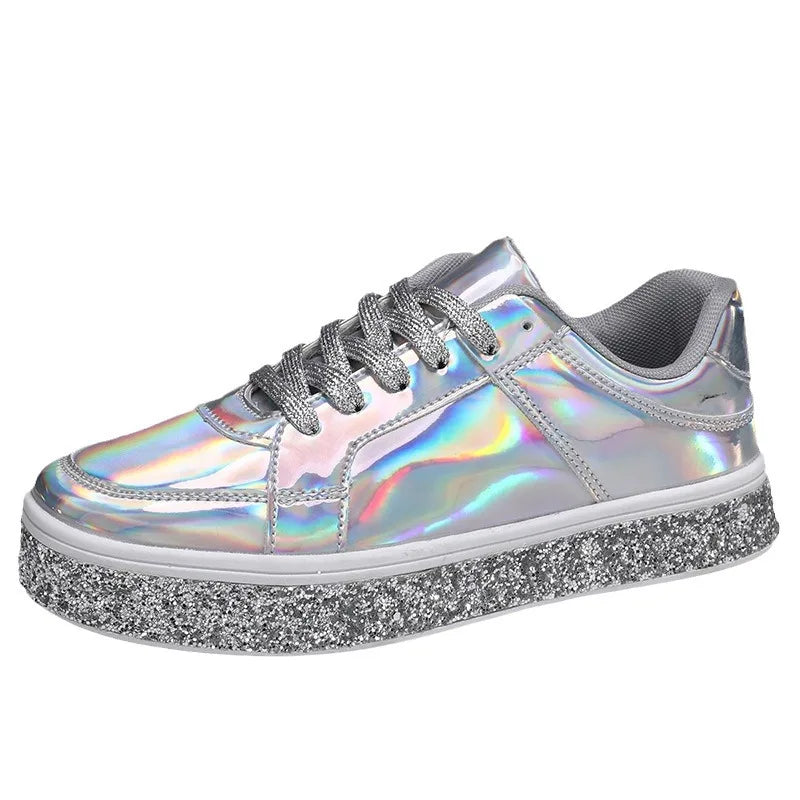 Women’s Glitter Glam Sneakers – Versatile Gold & Silver Thick-Soled Casual Shoes for Spring & Autumn - Premium Sneakers from Lizard Vigilante - Just $48.88! Shop now at Lizard Vigilante