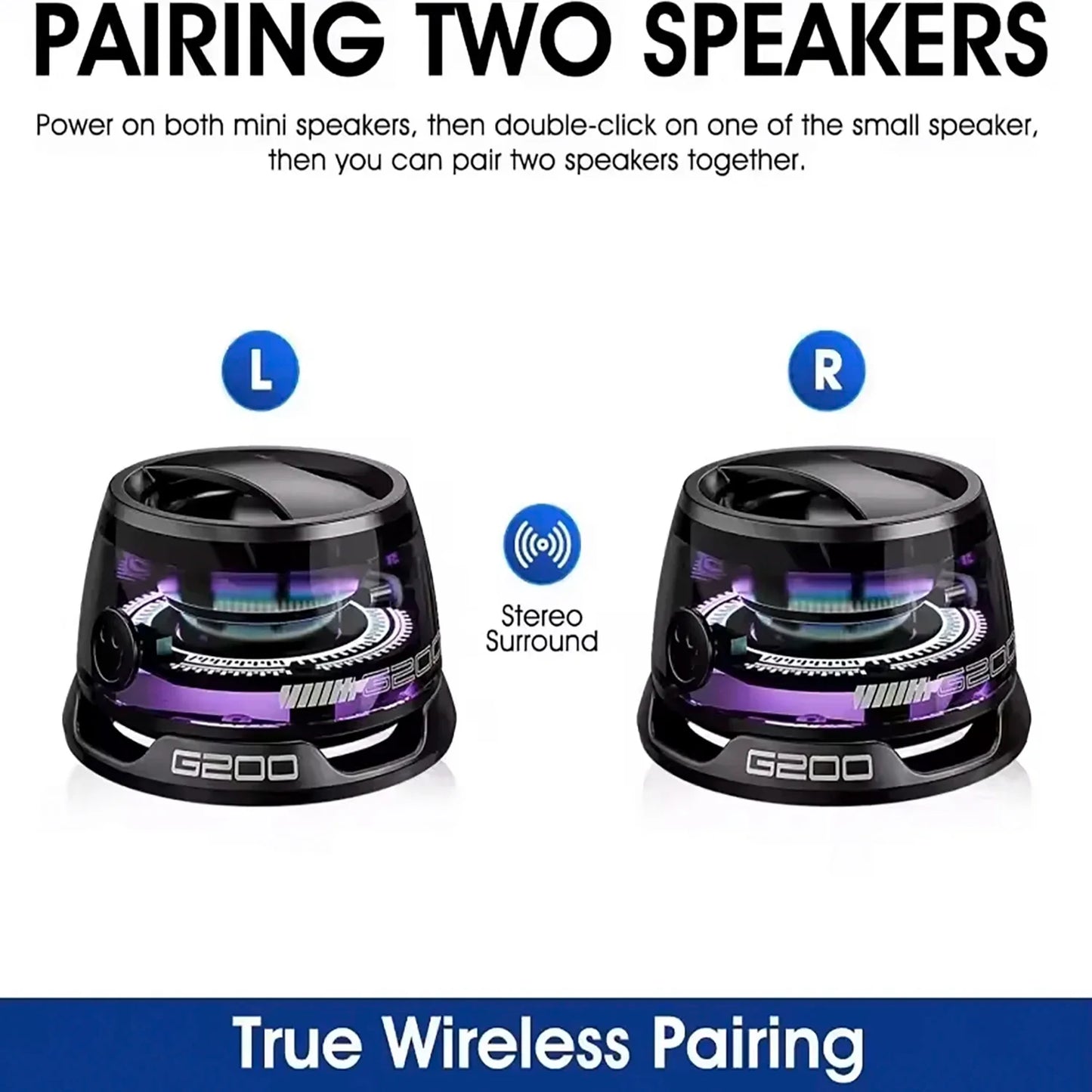 2025 New Portable Mini Bluetooth Speaker G200 RGB Lighting Magnetic Speaker BT5.3 Mini Sound Box 7 Hours Playback Phone Holder