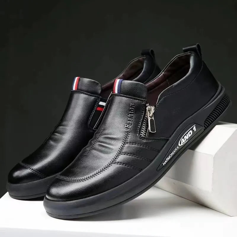 Leather shoes for men in spring new Korean casual leather shoes small white shoes fashionable and trendy breathable driving shoe - Premium  from Lizard Vigilante - Just $22.99! Shop now at Lizard Vigilante