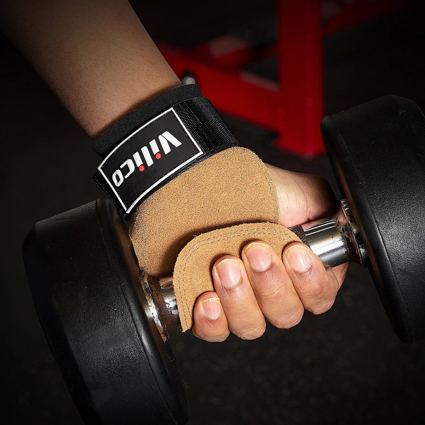 Gym Grips For Men Women Cowhide Palm Guards Weightlifting Fitness Workout Gloves Grips with Wrist Wraps Training Equipment