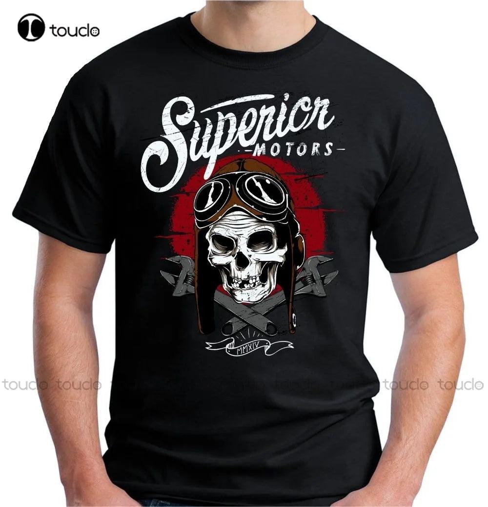 Superior Motors Men's Women's Shirt Racer Skull Biker Men Old Skool School Motorcycle Hot Rod Unisex Fashion T-Shirt Summer Women Shirts - Lizard Vigilante