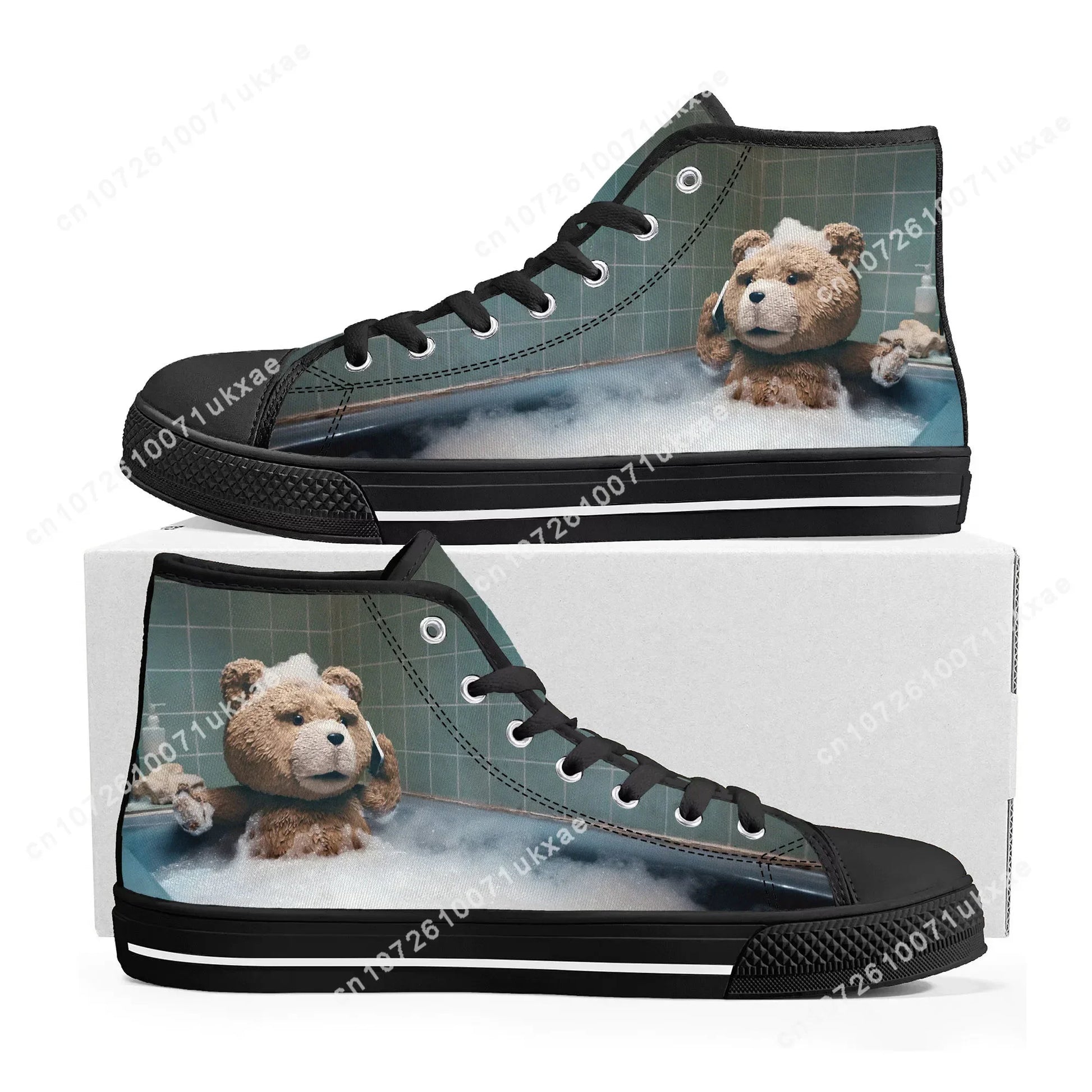 Ted Bear Movie High Top Sneakers Beer Bath Mens Womens Teenager Canvas Sneaker Casual Custom Made Shoes Customize DIY Shoe - Premium high tops from Lizard Vigilante - Just $39.99! Shop now at Lizard Vigilante