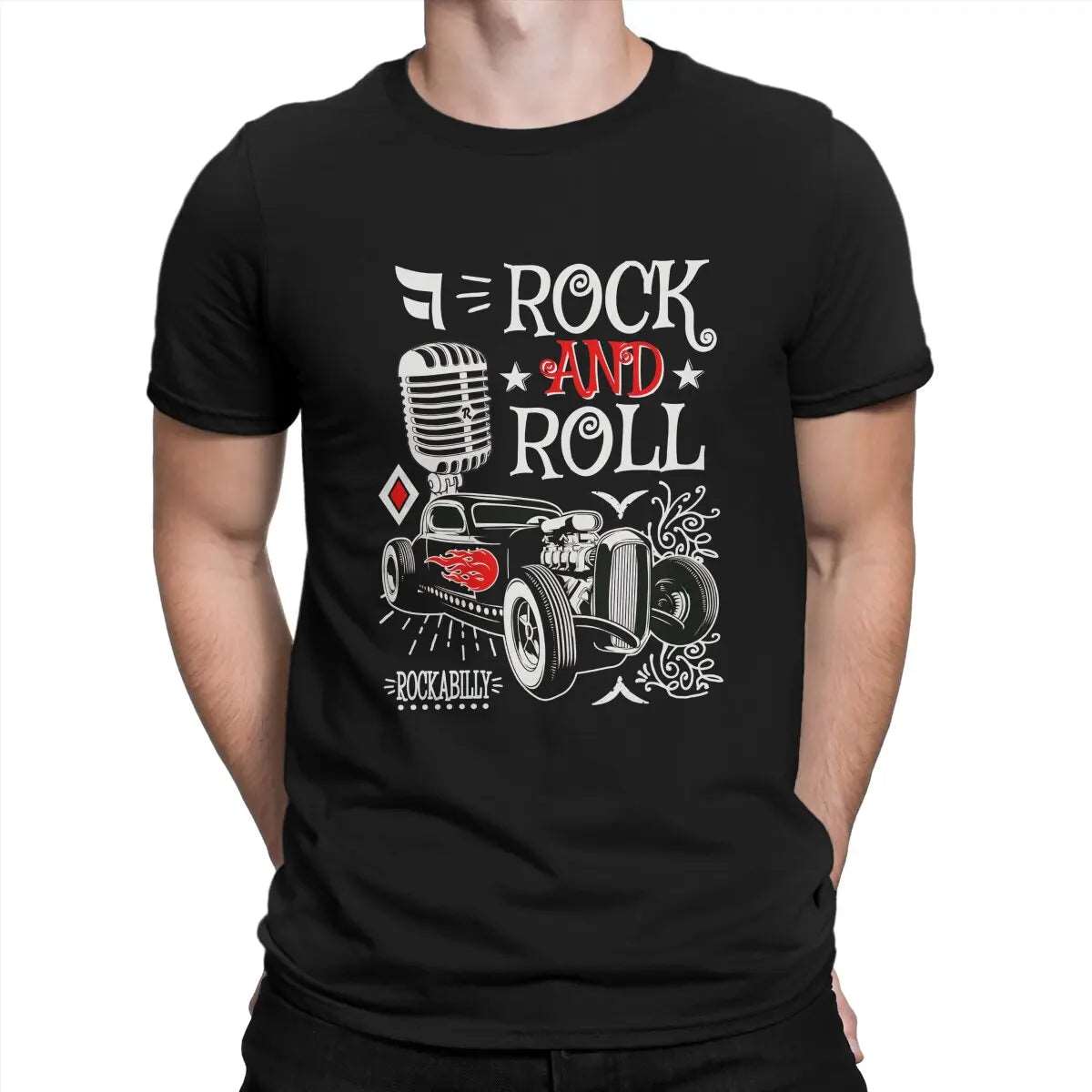 50s Rockabilly Hot Rod Vintage Rocker Men's T-Shirt Rock N Roll Crewneck Short Sleeve Polyester TShirt Humor Birthday Gifts - Lizard Vigilante