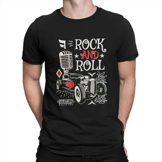 50s Rockabilly Hot Rod Vintage Rocker Men's T-Shirt Rock N Roll Crewneck Short Sleeve Polyester TShirt Humor Birthday Gifts - Premium T-Shirt from Lizard Vigilante - Just $20.99! Shop now at Lizard Vigilante