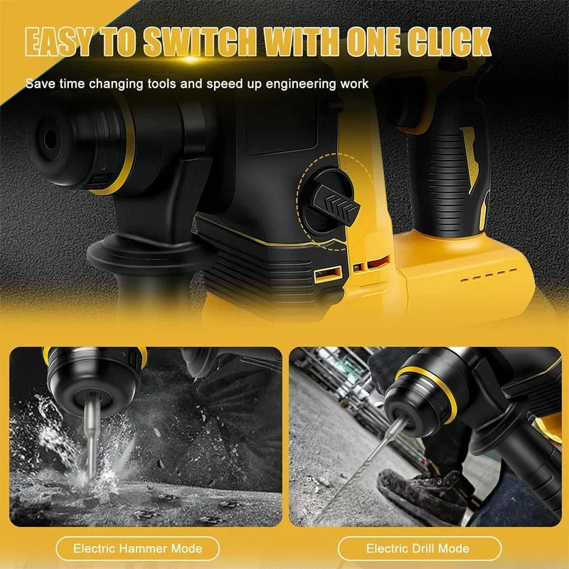 Electric Goddess 20V Cordless Brushless Impact Hammer Drill – Multifunctional, Rechargeable Power Tool for Dewalt Batteries – Drill, Hammer, and Pick Action with Adjustable Modes - Premium  from dsers - Just $161.08! Shop now at Lizard Vigilante