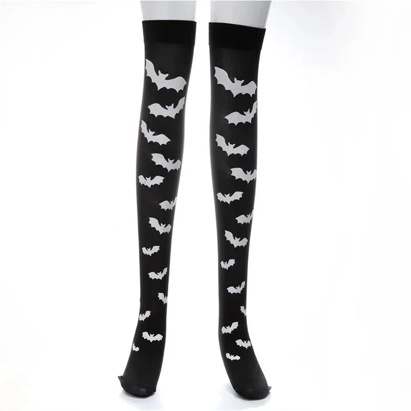 Skull Bat Spider Gothic Dark Long Stockings Women Spider Harajuku Emo Alternative Tights Lingerie Skin Thigh High Garters Hosiery - Premium socks from Lizard Vigilante - Just $18.88! Shop now at Lizard Vigilante